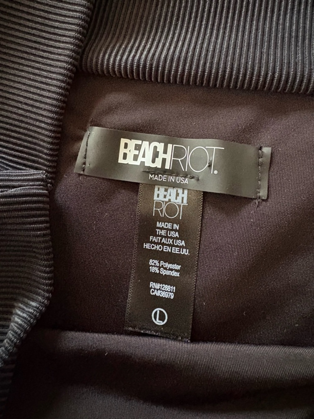 Euc Beach Riot Black Ribbed High-Waist Bikini Bottom size large - Picture 2 of 6